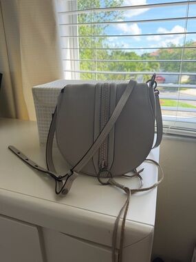 REBECCA MINKOFF "Mara" Putty Leather Saddle Handbag
